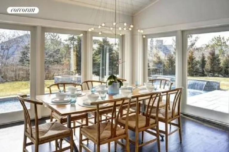 New York City Real Estate | View  | Dining Room overlooking Pool | View 8