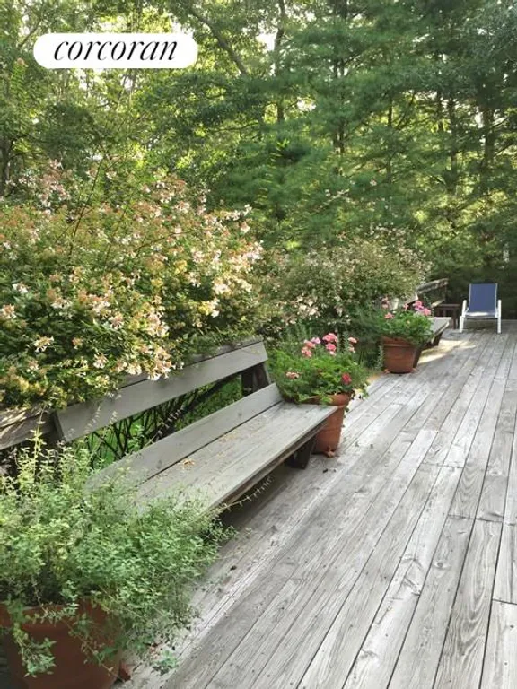 New York City Real Estate | View 21 Wooded Oak Lane | bench on deck | View 5