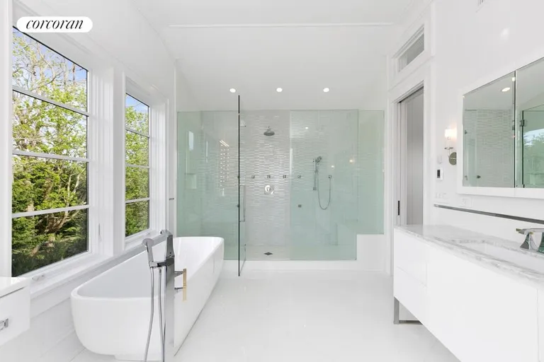 New York City Real Estate | View  | Soaking tub, rain shower and vanity in her bathroom | View 11