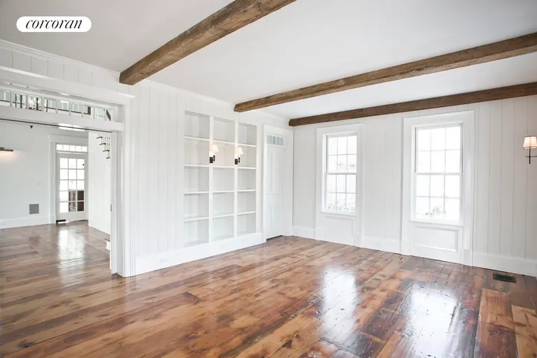 New York City Real Estate | View  | Den with Antique Beams from New England Barn | View 5