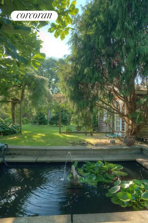 New York City Real Estate | View  | Koi Pond (looking toward back yard with small studio on left) | View 2