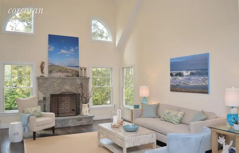 New York City Real Estate | View 19 Montauk Highway, #4 Jessups Landing | Living Room w/fireplace | View 2