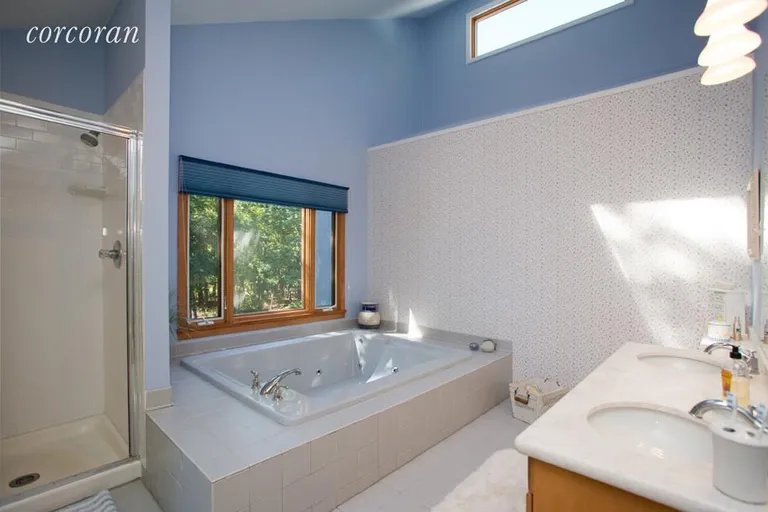 New York City Real Estate | View 19 Goodwood Road | master bathroom tub & shower | View 11