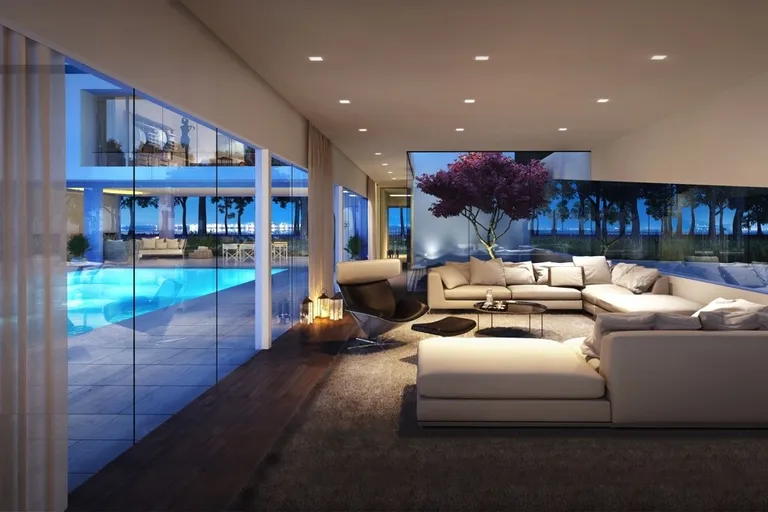 New York City Real Estate | View  | Formal Living Room with Courtyard and Poolside Views | View 23