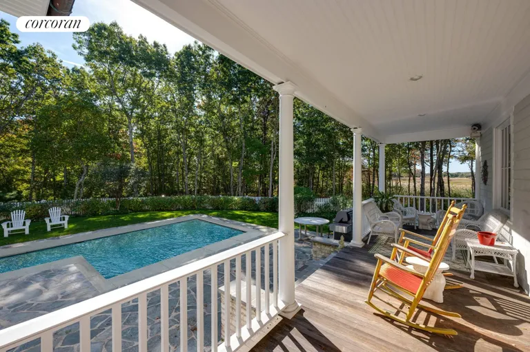 New York City Real Estate | View 37 Mile Hill Road | Porch overlooking pool | View 23