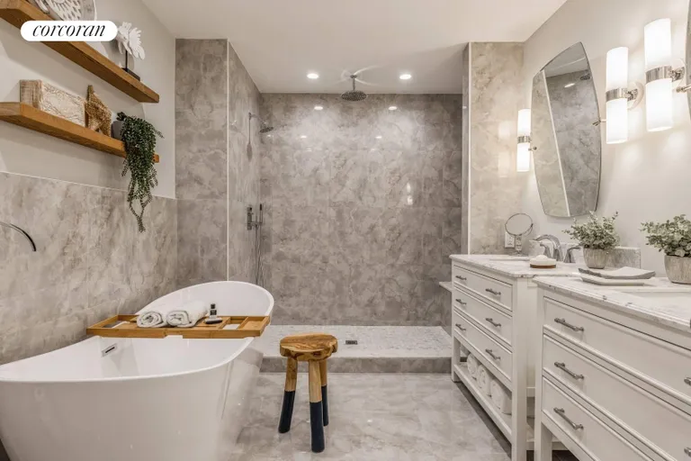 New York City Real Estate | View 34 Rolling Hill Court West | Newly Renovated Bathroom Lower Main | View 12