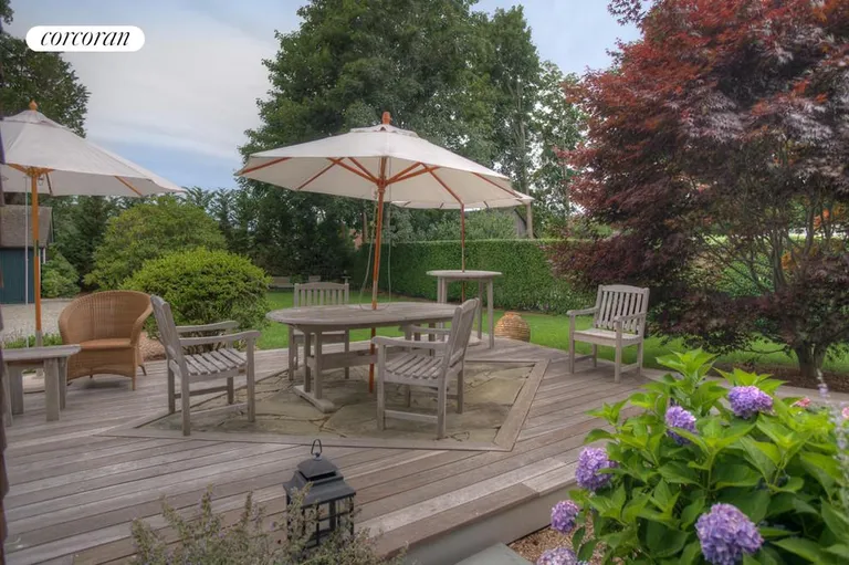 New York City Real Estate | View  | Lovely deck surrounded by lush landscaping. | View 13