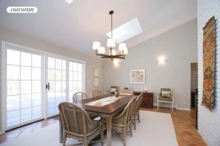 New York City Real Estate | View  | Dining Room with French Sliders Overlooking Pool | View 8