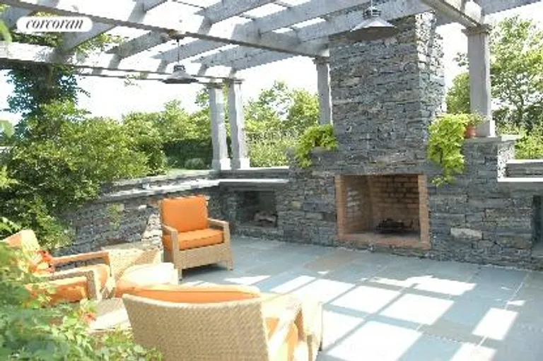New York City Real Estate | View  | outdoor fireplaced pavilion with built-in grill | View 4