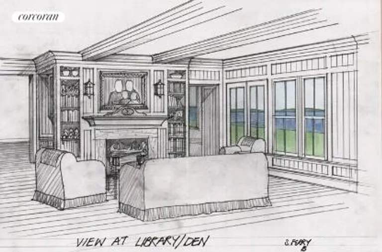 New York City Real Estate | View  | Library / Den Sketch | View 7