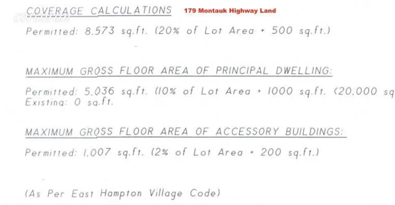 New York City Real Estate | View 179 Montauk Highway | Clearing and Coverage calculations for b | View 7