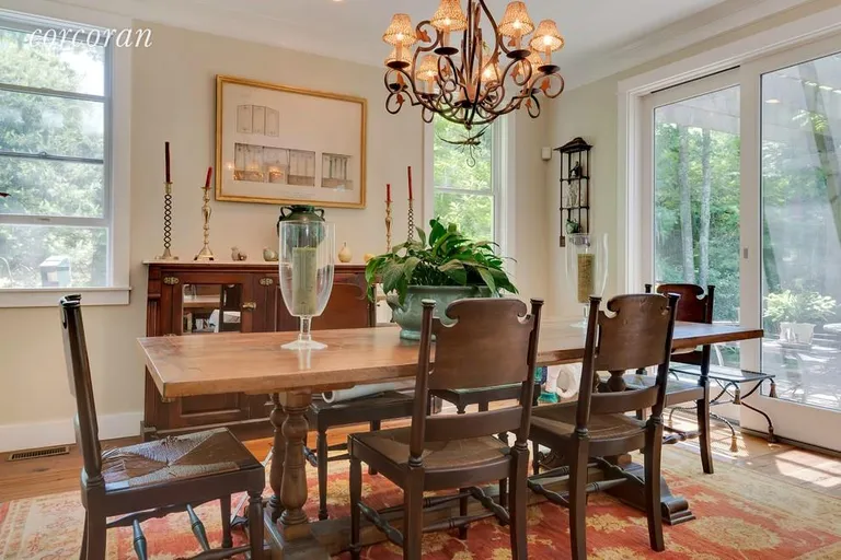 New York City Real Estate | View 160 West Neck Road | Garden views from the Dining Room | View 6