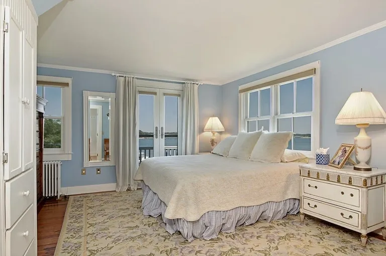 New York City Real Estate | View 1 Simpson Avenue | Master Bedroom with Balcony and Water Views | View 11