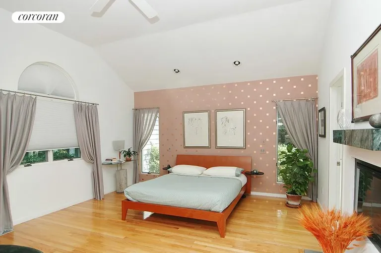 New York City Real Estate | View 36 Bull Path | Master bedroom suite w/fireplace | View 6