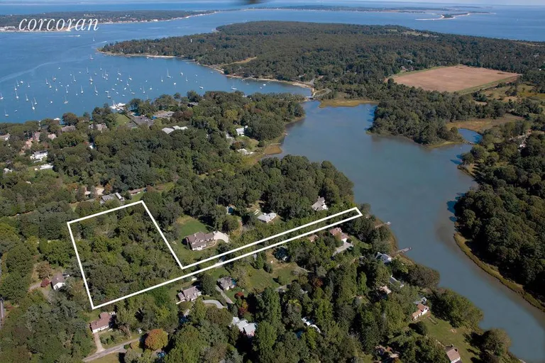 New York City Real Estate | View 148A North Ferry Road | Aerial showing deeded path to Creek | View 2