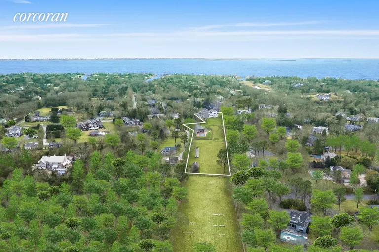 New York City Real Estate | View 132 South Country Road | Aerial View Facing South | View 3