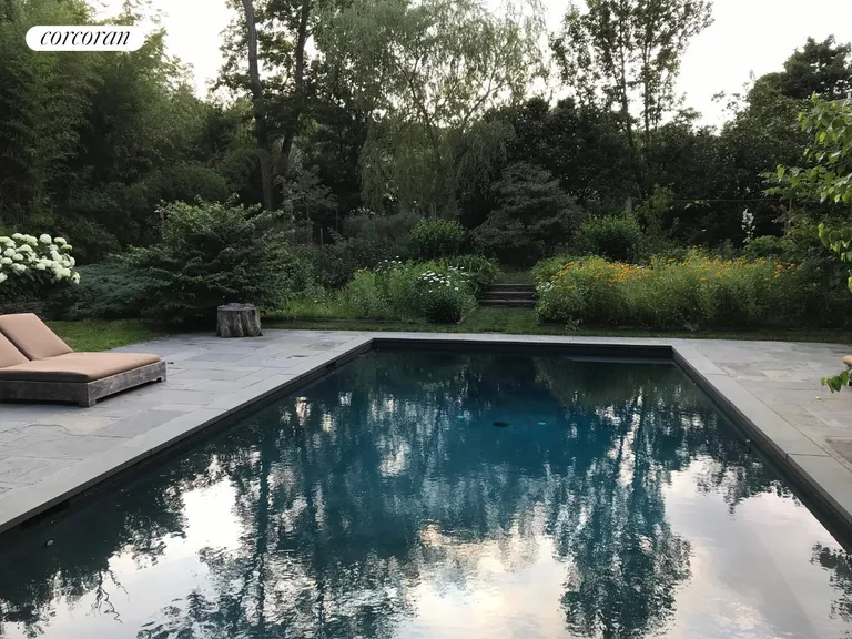 New York City Real Estate | View 56 West Neck Road | Terraced gardens behind pool | View 27