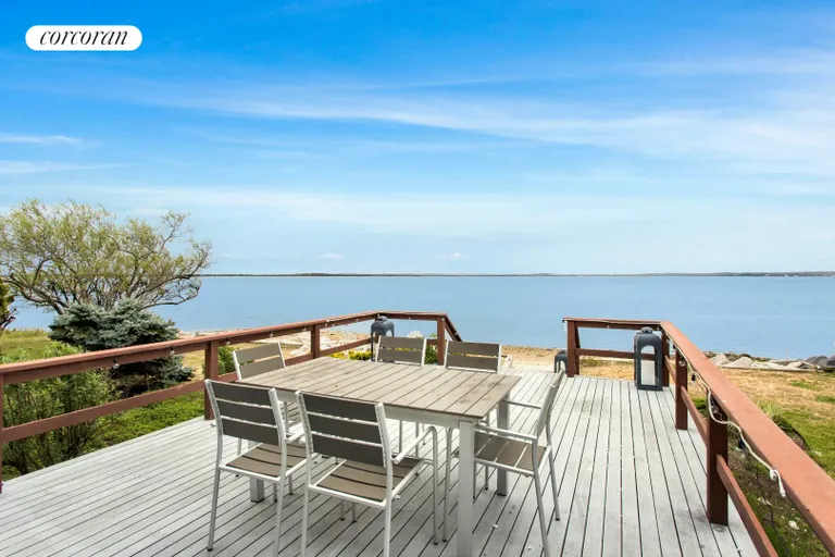 New York City Real Estate | View 450 Harbor Road | Deck overlooking beach | View 2