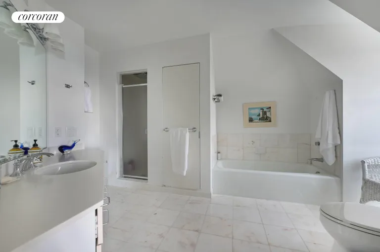 New York City Real Estate | View 70 Far Pond Road | Main bath with tub and shower | View 11