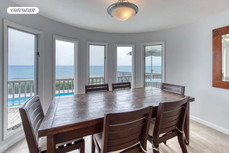 New York City Real Estate | View 40 Dune Road | Oceanfront Dining Room | View 7