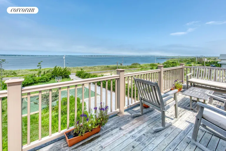 New York City Real Estate | View 40 Dune Road | Balcony overlooking Shinnecock Bay | View 14
