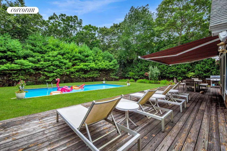 New York City Real Estate | View 61 Sycamore Drive | Large Ralph Lauren Awning for Sunny Days | View 15