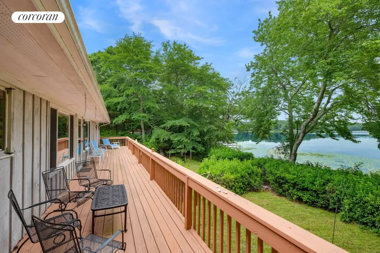 New York City Real Estate | View 191 Big Fresh Pond Road | Deck on Pond Side | View 4