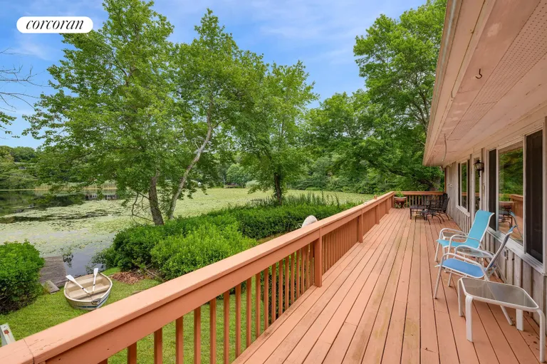 New York City Real Estate | View 191 Big Fresh Pond Road | Deck on Pond Side | View 5