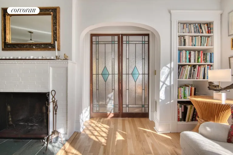 New York City Real Estate | View 151 North Ferry Road | Original stained glass doors | View 6