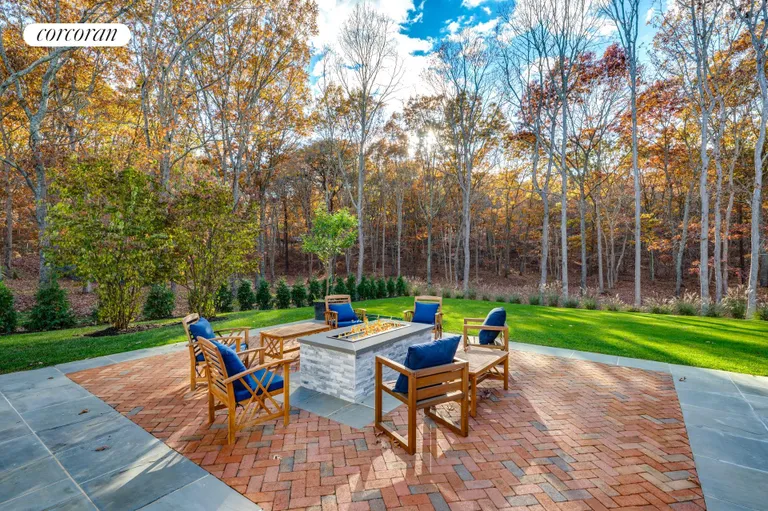 New York City Real Estate | View 119 Straight Path | Gas Fire Pit with Herringbone Brick | View 33