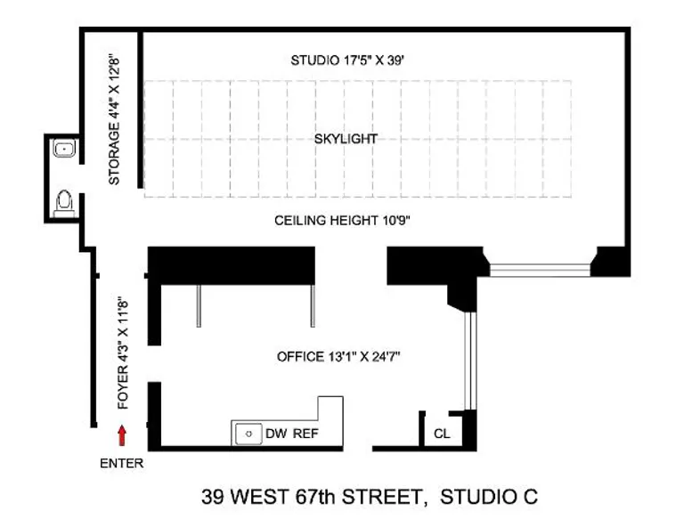 39 West 67th Street, STUDIO | floorplan | View 12