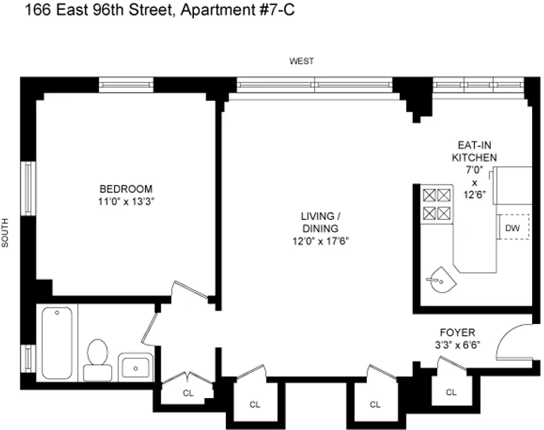 166 East 96th Street, 7C | floorplan | View 6