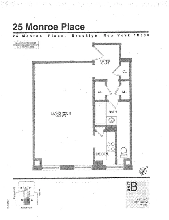 25 Monroe Place, 11B | floorplan | View 1