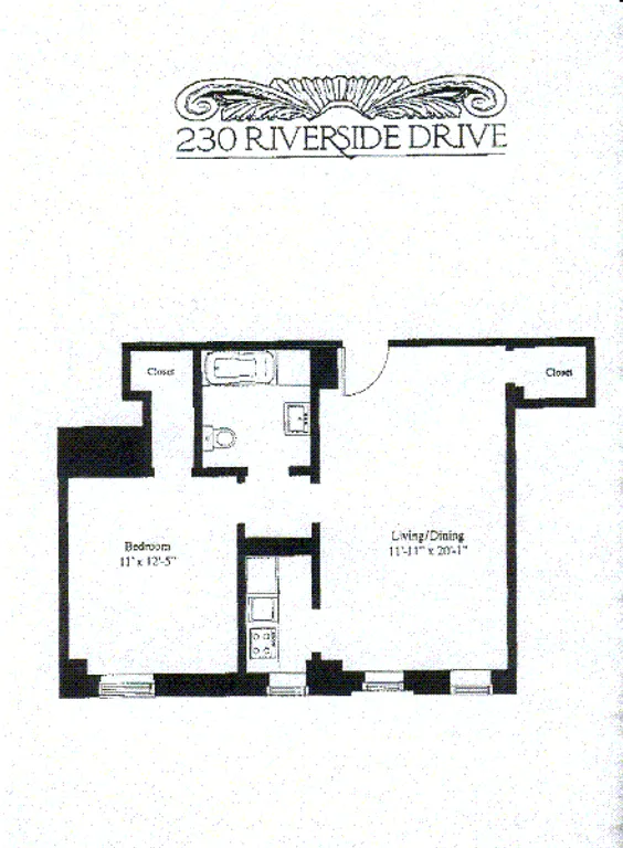 230 Riverside Drive, 16E | floorplan | View 2