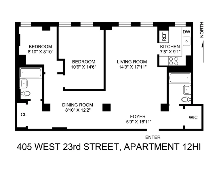 410 West 24th Street, 12HI | floorplan | View 5