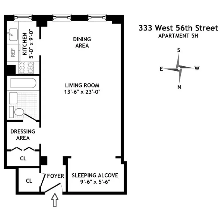 333 West 56th Street, 5H | floorplan | View 4