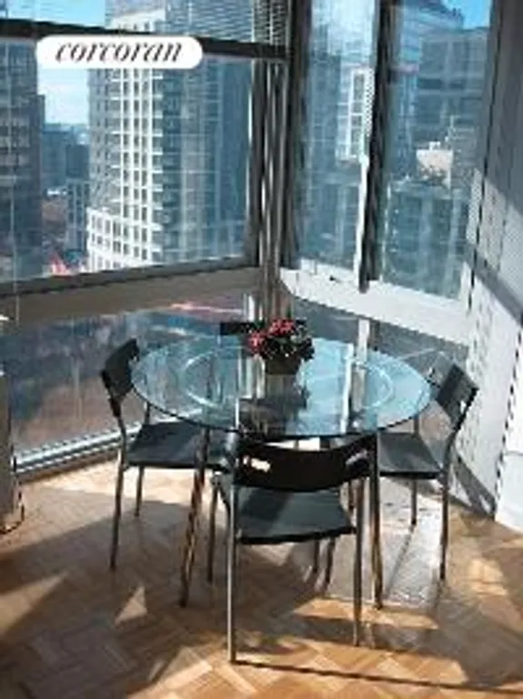 New York City Real Estate | View 101 WEST END AVENUE, 9N | Breakfast area-River view | View 2