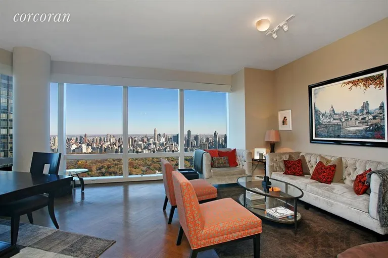 New York City Real Estate | View 25 Columbus Circle, 60A | Living Room | View 7