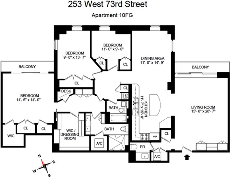 253 West 73rd Street, 10FG | floorplan | View 8