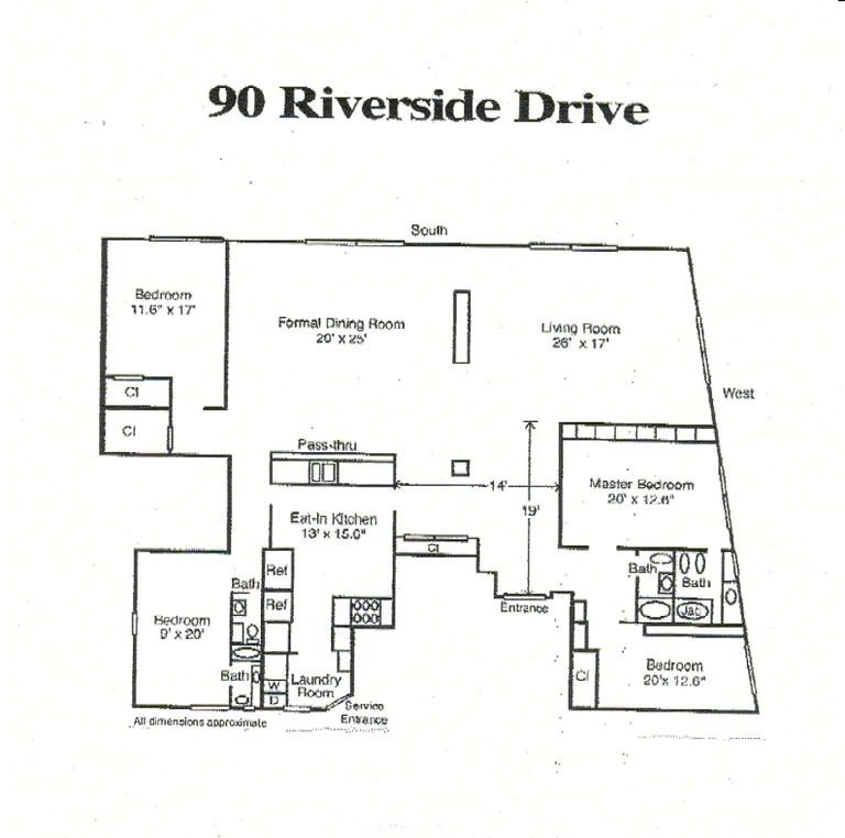 90 Riverside Drive, 16B | floorplan | View 12