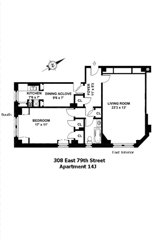 308 East 79th Street, 14J | floorplan | View 5