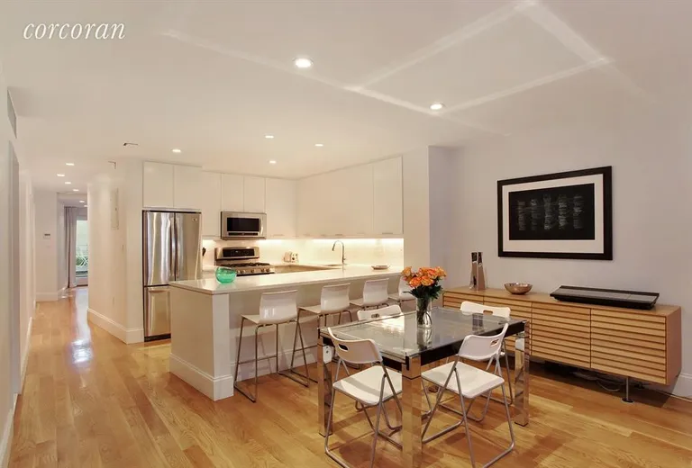 New York City Real Estate | View 193 Clinton Street, GARDEN | Dining/Kitchen is OPEN, AIRY and a joy to be in! | View 2
