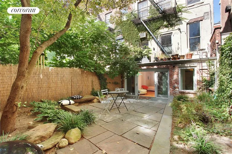 New York City Real Estate | View 193 Clinton Street, GARDEN | Gorgeous, Earthy Garden w figs, built-in seating | View 6