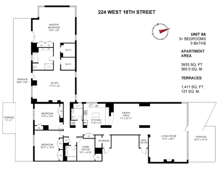 224 West 18th Street, 9A | floorplan | View 16