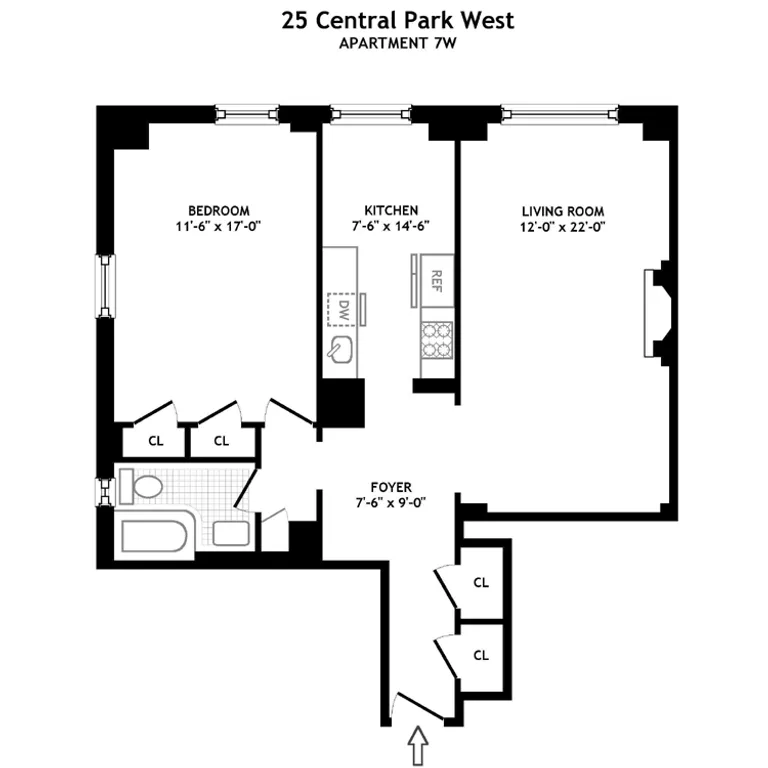 25 Central Park West, 7W | floorplan | View 5