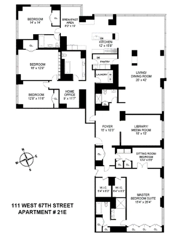 111 West 67th Street, 21E | floorplan | View 11