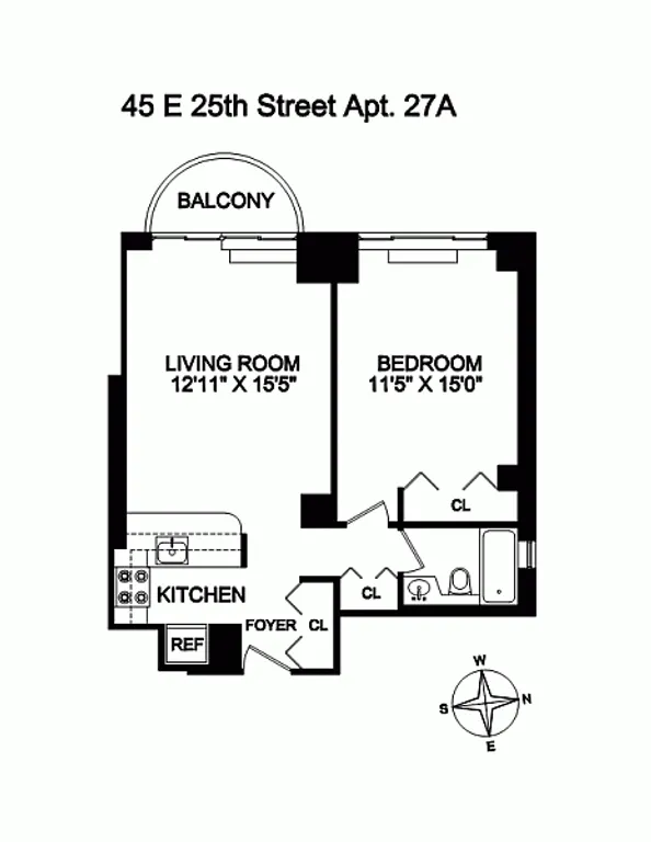 45 East 25th Street, 27A | floorplan | View 12