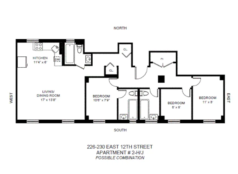 226-230 East 12th Street, 2H | floorplan | View 6