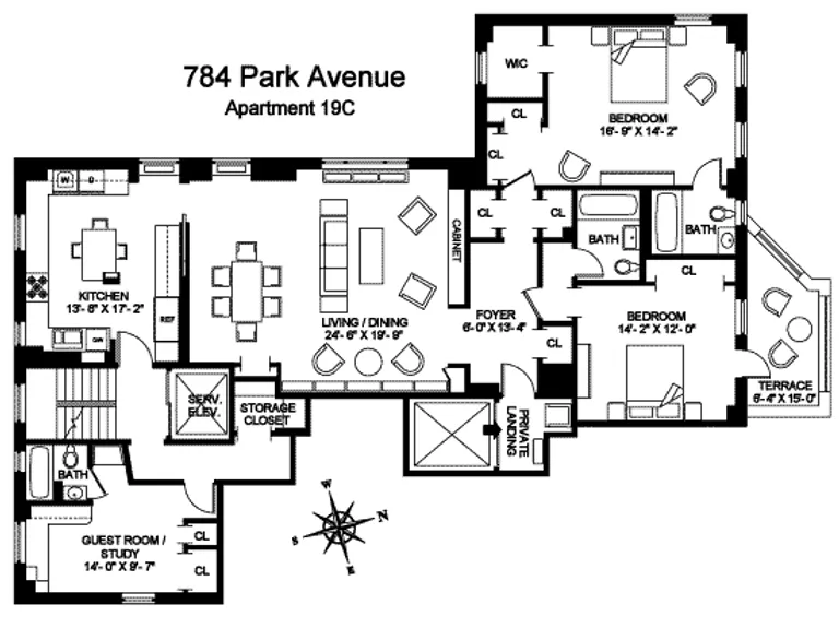 784 Park Avenue, 19C | floorplan | View 9