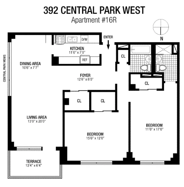 392 Central Park West, 16R | floorplan | View 11